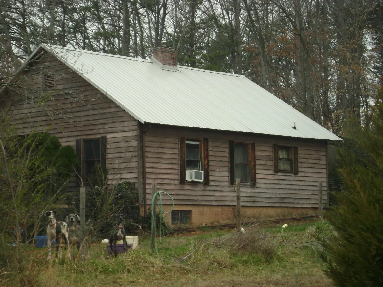 White metal roof on an old wood sided farmhouse, from a Asphalt Shingle Roof Repair job in Marshall